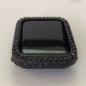 Black Apple Watch Case w/ 2.5mm Lab Diamond Bezel Bumper 💎⌚️Fits Series 3 38mm
